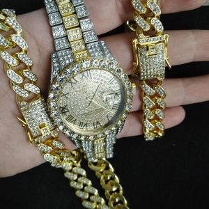 Hip hop iced out gold set